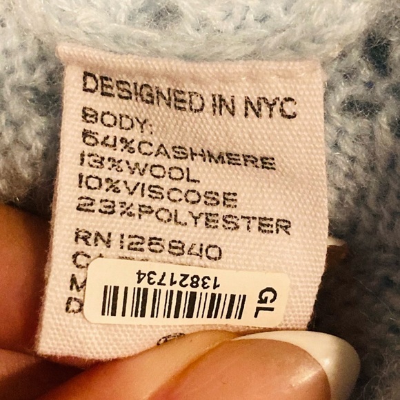 Intermix cashmere wool blend open knit pale blue hooded cardigan sweater. Small - Picture 6 of 6